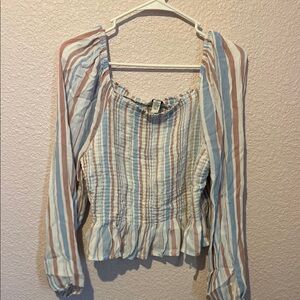 Striped Women's Top - Blue, White, pink
